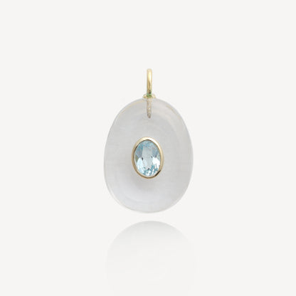 Large Sol Clear Quartz with Blue Topaz Pendant