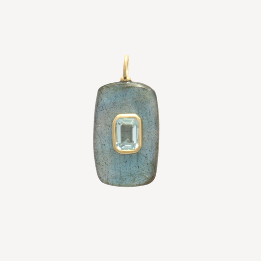 Large Sol Labradorite and Blue Topaz Pendant
