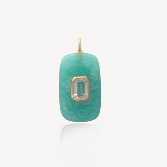 Large Sol Amazonite and White Topaz Pendant