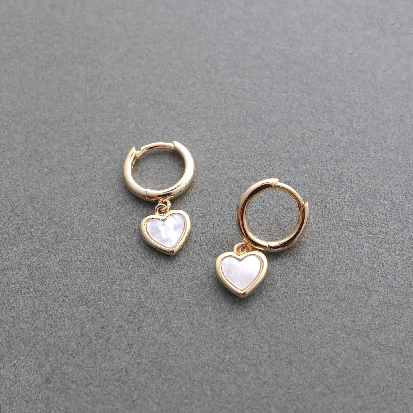 Candies Mother of Pearl Heart Huggies