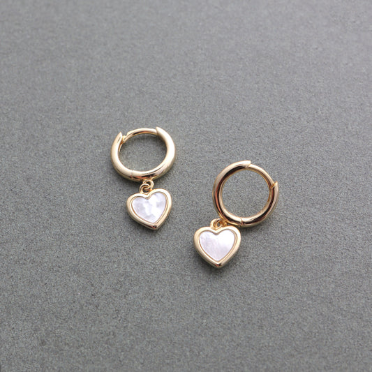 Candies Mother of Pearl Heart Huggies