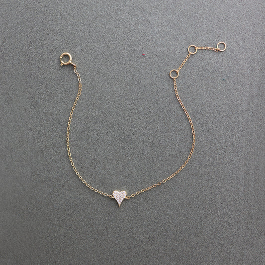 Pave Heart and Soul Chain Bracelet