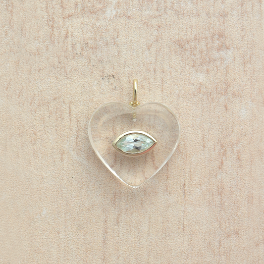 Medium Amie Clear Quartz Marquis Heart Pendant