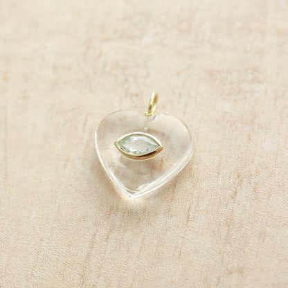 Medium Amie Clear Quartz Marquis Heart Pendant