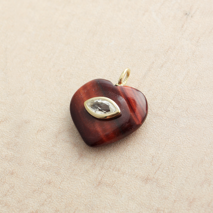 Medium Amie Red Tigers Eye Marquis Heart Pendant