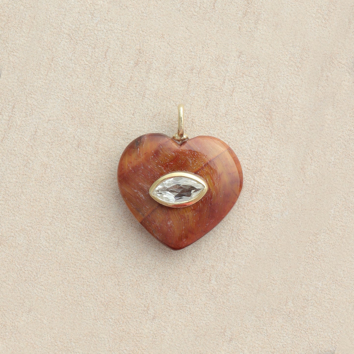 Medium Amie Tigers Eye Marquis Heart Pendant