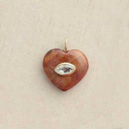 Medium Amie Tigers Eye Marquis Heart Pendant