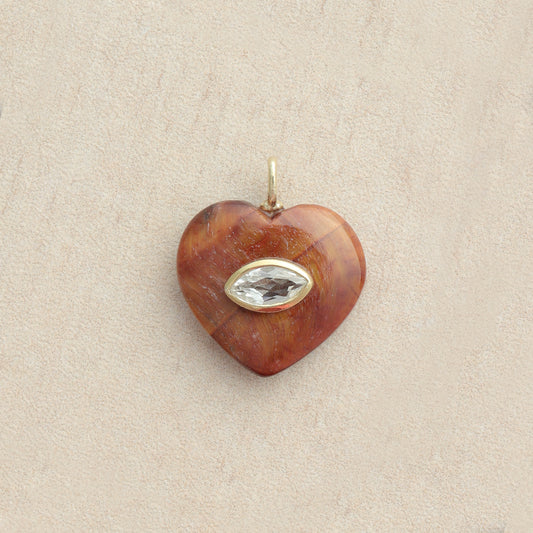 Medium Amie Tigers Eye Marquis Heart Pendant