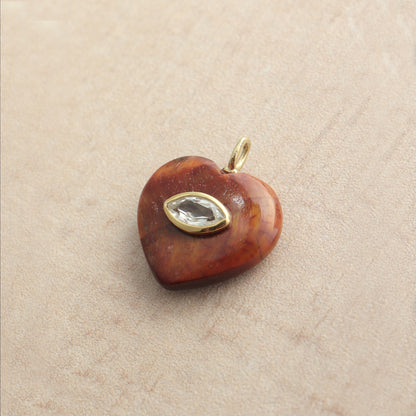 Medium Amie Tigers Eye Marquis Heart Pendant