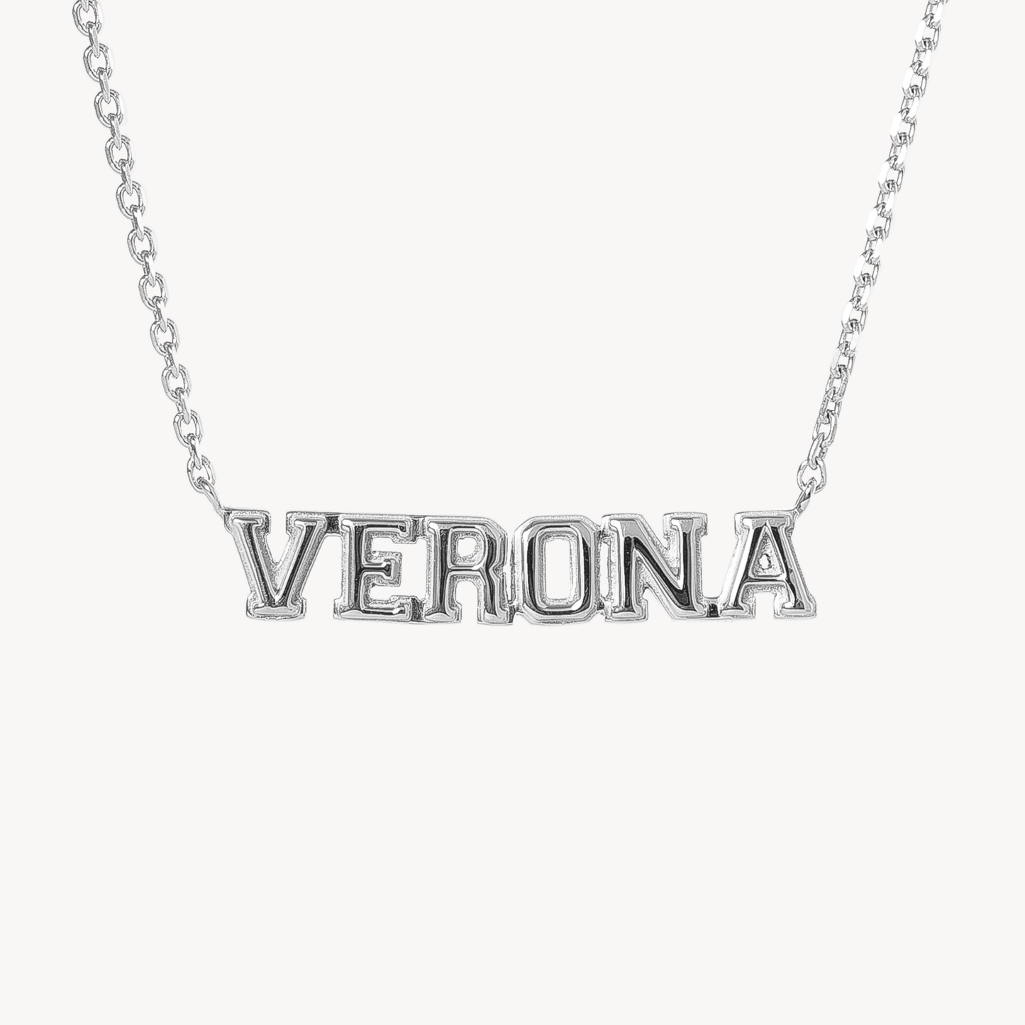 Silver Verona Nameplate Necklace