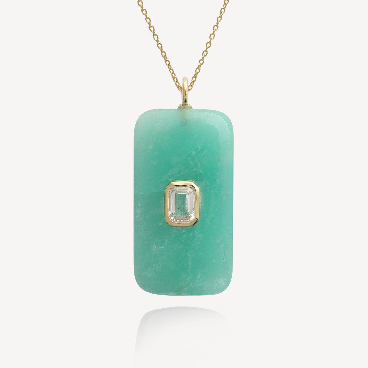 XL Ciel Amazonite with White Topaz Pendant