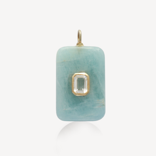 XL Ciel Aquamarine with White Topaz Pendant