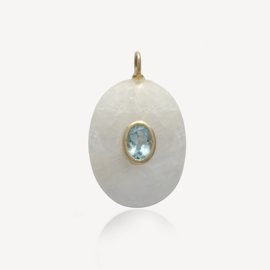 XL Ciel Moonstone with Blue Topaz Pendant