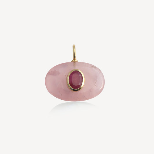 Medium Amie Oval Rose Quartz Pendant (No Chain)