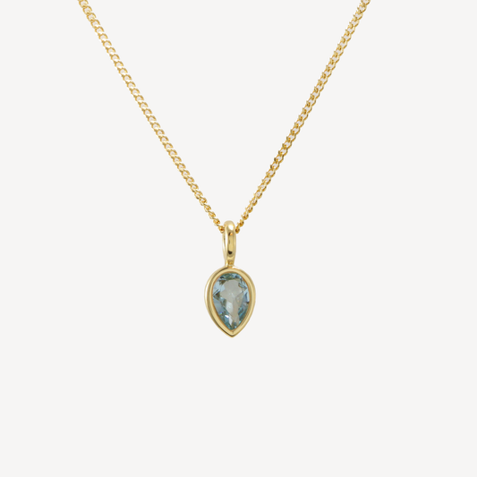 March Blue Topaz Birthstone Necklace