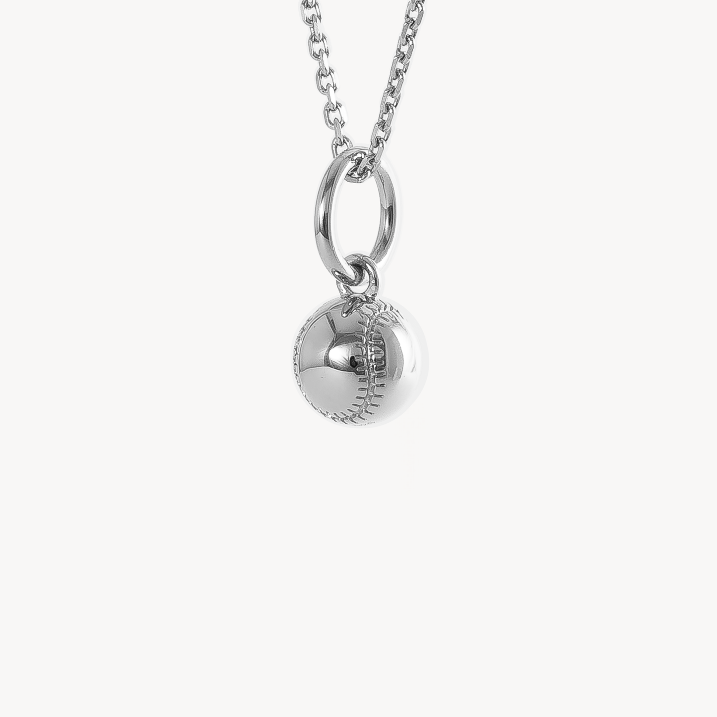 Silver Mae Mini Baseball Charm Necklace