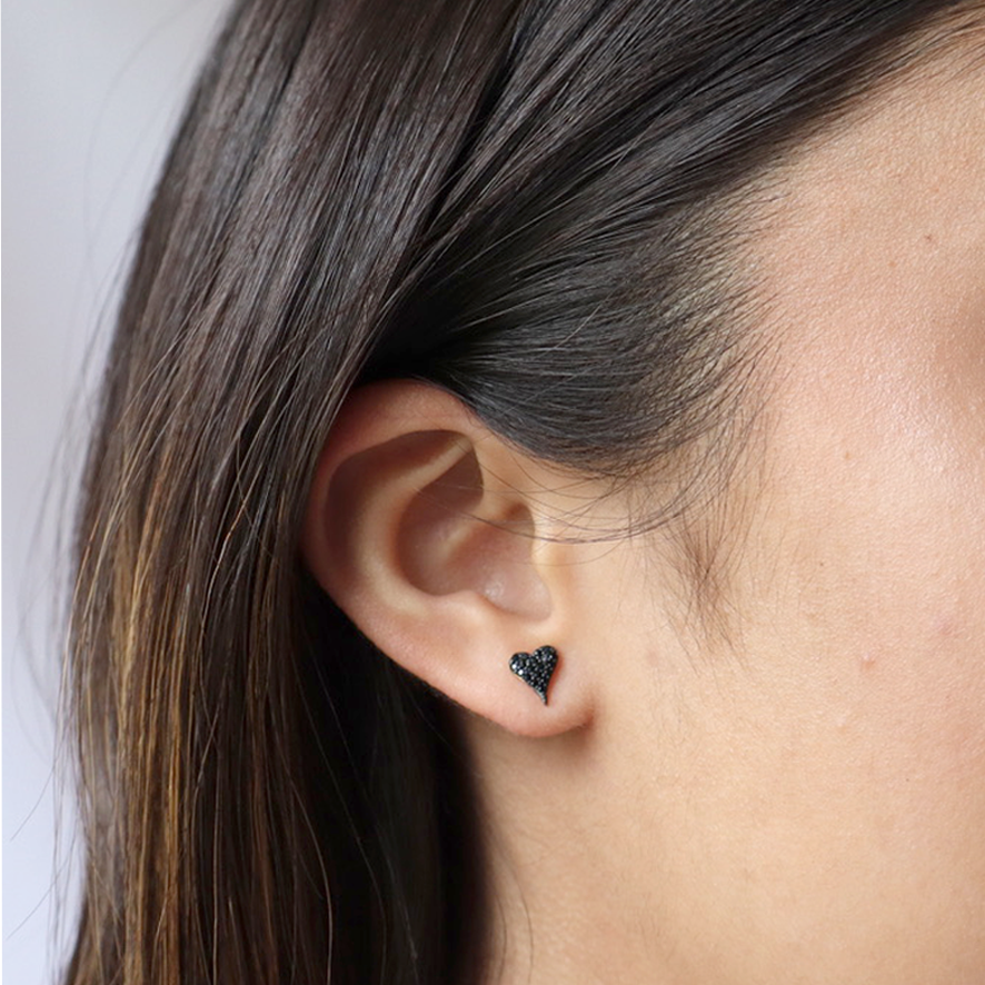 Black Heart and Soul Pave Studs