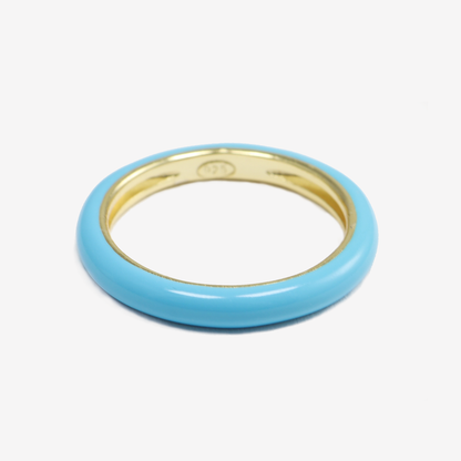 Blue Jelly 14K Gold Plated Sterling Silver Enamel Stacking Ring