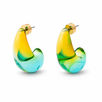 Blue Ombré Resin Statement Earrings