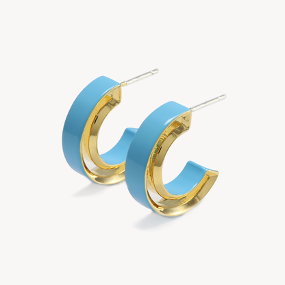 Blue Charlie Enamel Hoops