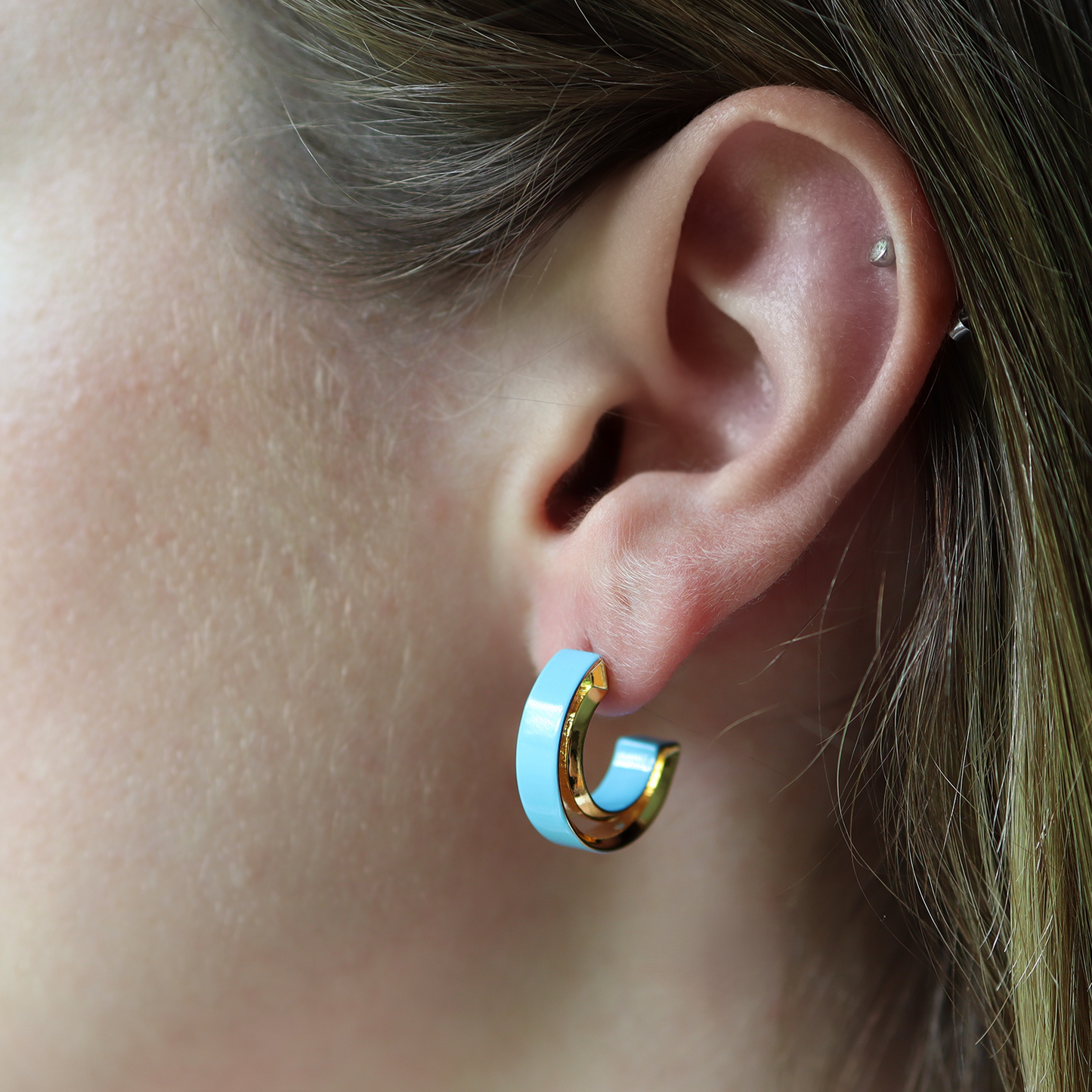 Blue Charlie Enamel Hoops