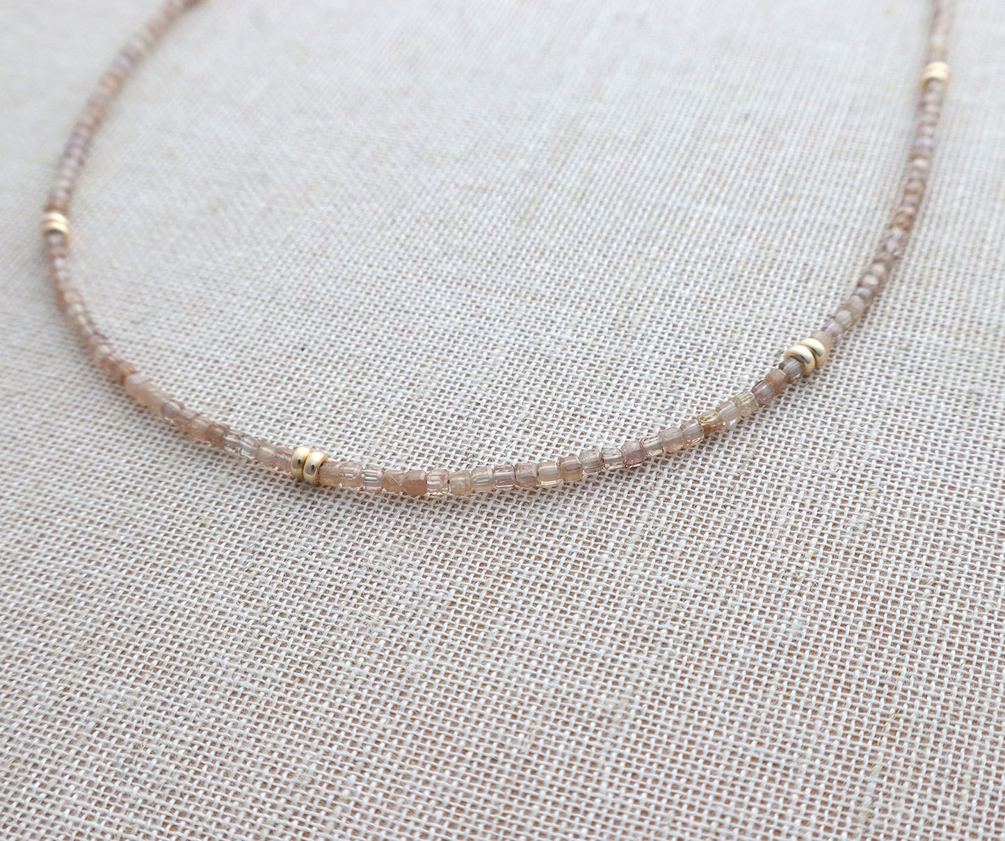 Delicate Champagne Zircon Beaded Necklace