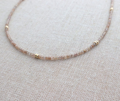 Delicate Champagne Zircon Beaded Necklace