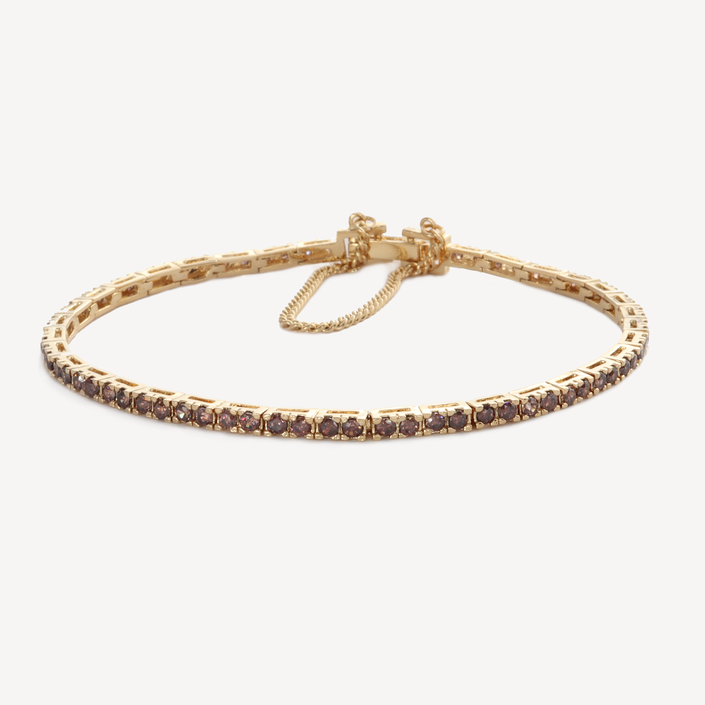 Gold Parker Tennis Bracelet with Coffee CZ