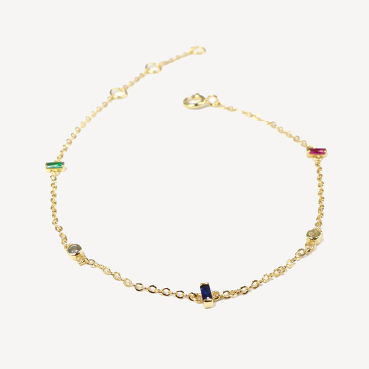 Emmy Colored Stone Station Chain Bracelet