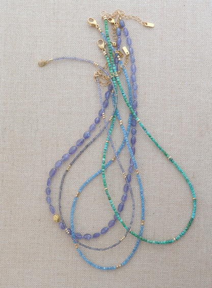 Delicate Blue Zircon Gemstone Necklace