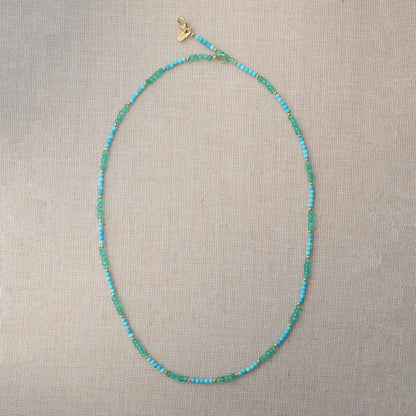 Delicate Turquoise and Green Aventurine Gemstone Necklace