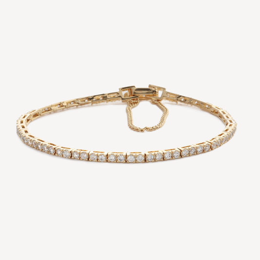 Gold Parker Tennis Bracelet With Clear CZ