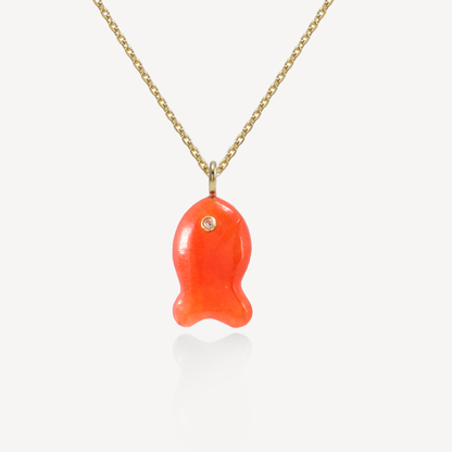 Carnelian Goldfish Pendant