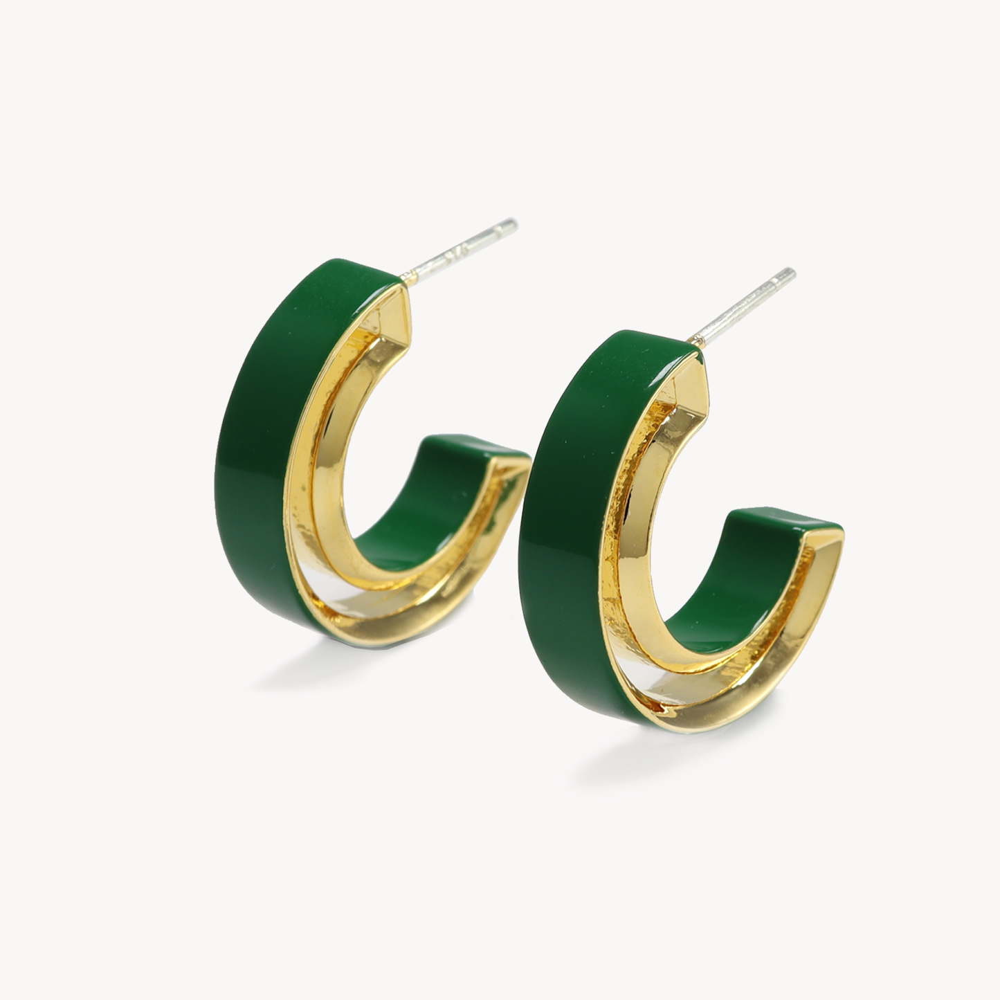 Green Charlie Enamel Hoops