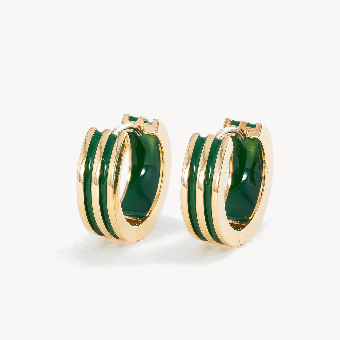 Green Tracksuit Enamel Ribbed Hoops