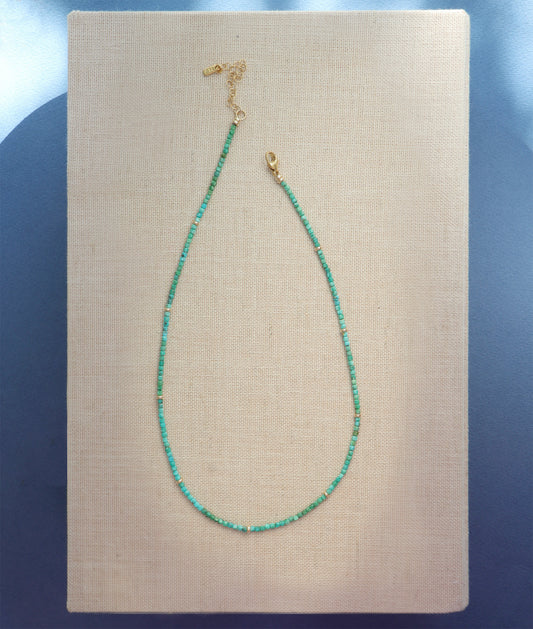 Delicate Green Turquoise Boxed Gemstone Necklace