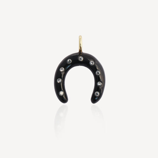 Black Onyx Lucky Horsehoe Pendant