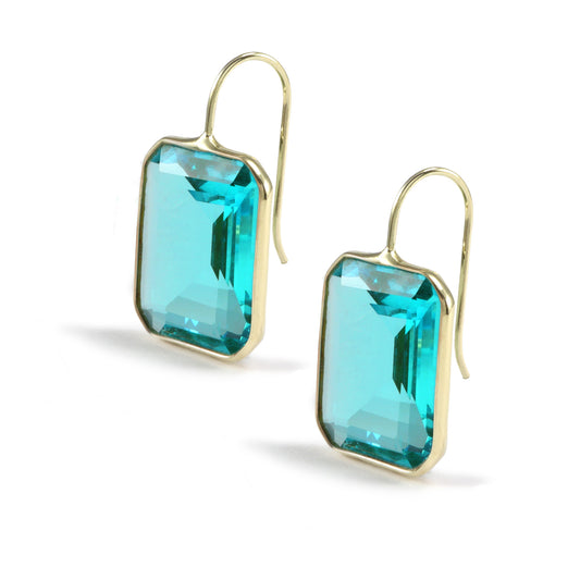 Large Gemma Peacock Teal Quartz Drop Earrings