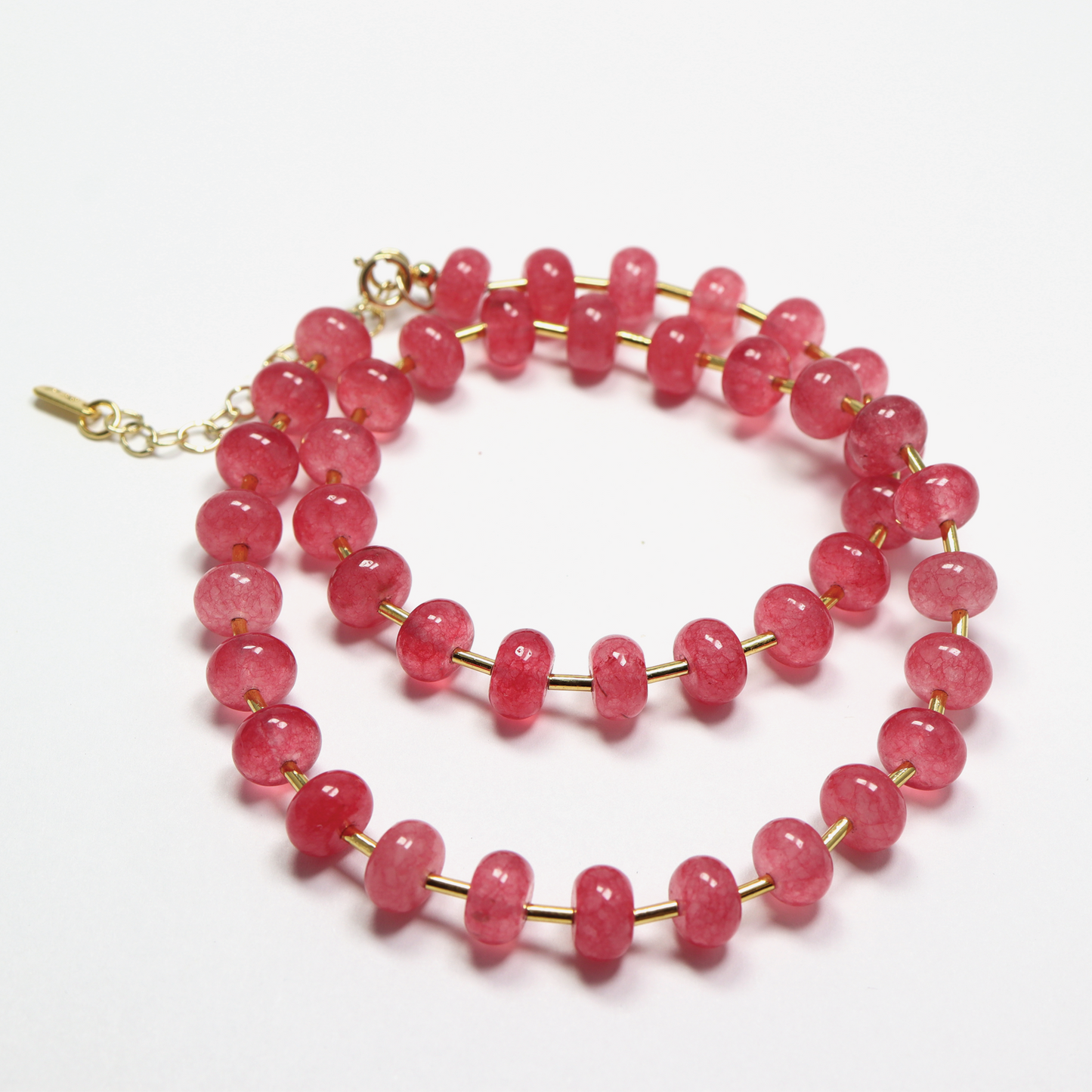 Large Pink Jade Smarties Necklace