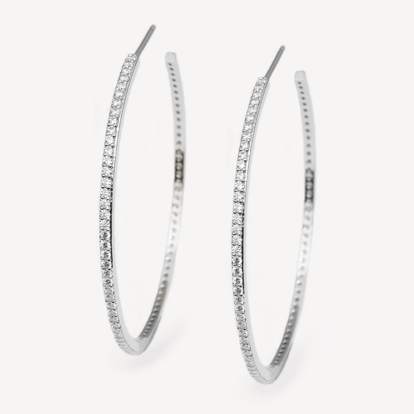 Silver Jenny Pave Hoop Earrings