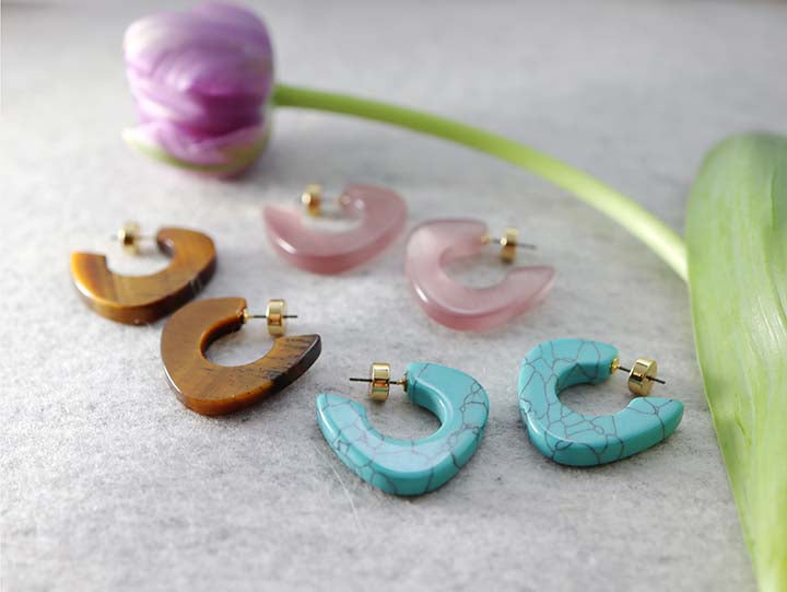 Turquoise Catseye Lina Hoops