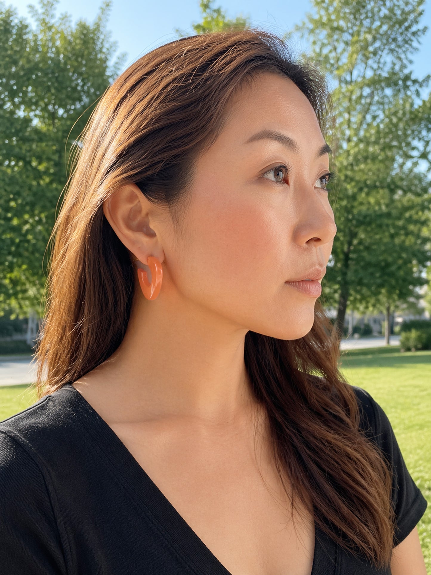 Tangerine Orange Cats Eye Lina Hoops