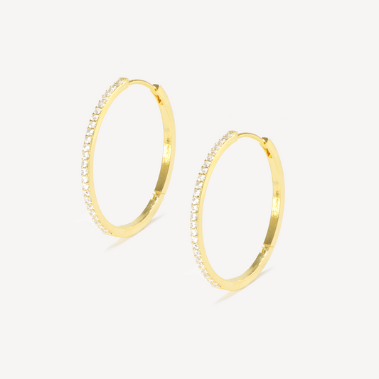 Gold Maya Pave Hoop Earrings