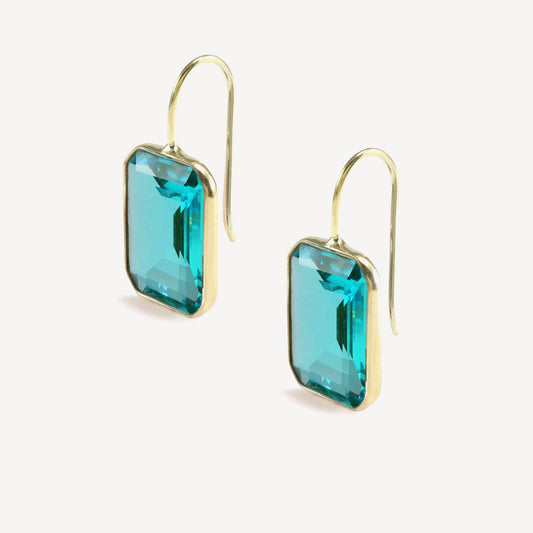 Medium Gemma Peacock Teal Quartz Drop Earrings