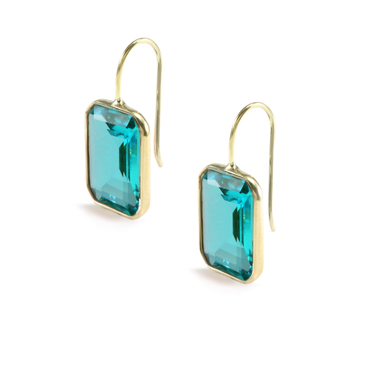 Medium Gemma Peacock Teal Quartz Drop Earrings