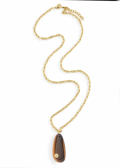 Millie Tiger's Eye & Topaz Drop Pendant Necklace