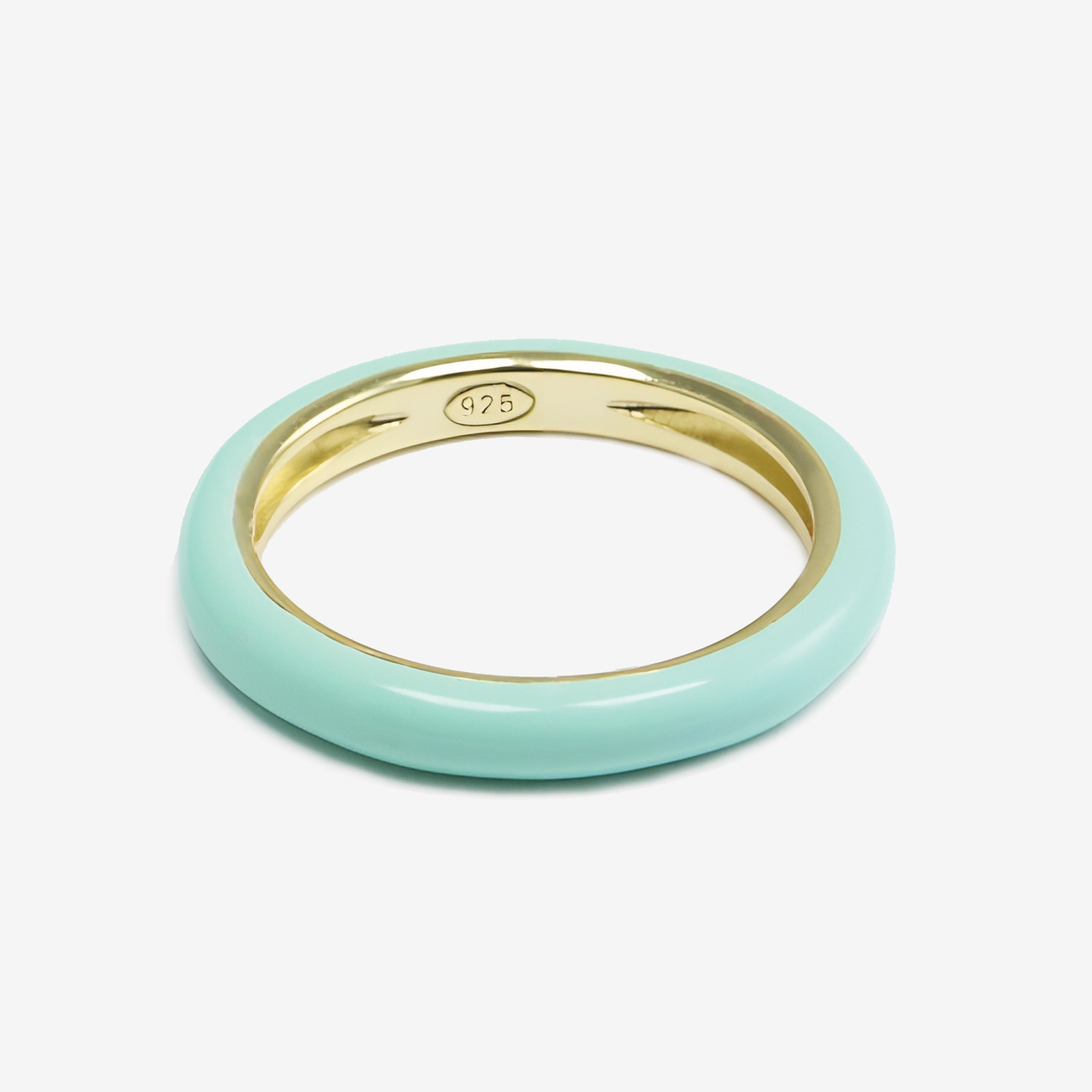 Mint Jelly 14K Gold Plated Sterling Silver Enamel Stacking Ring