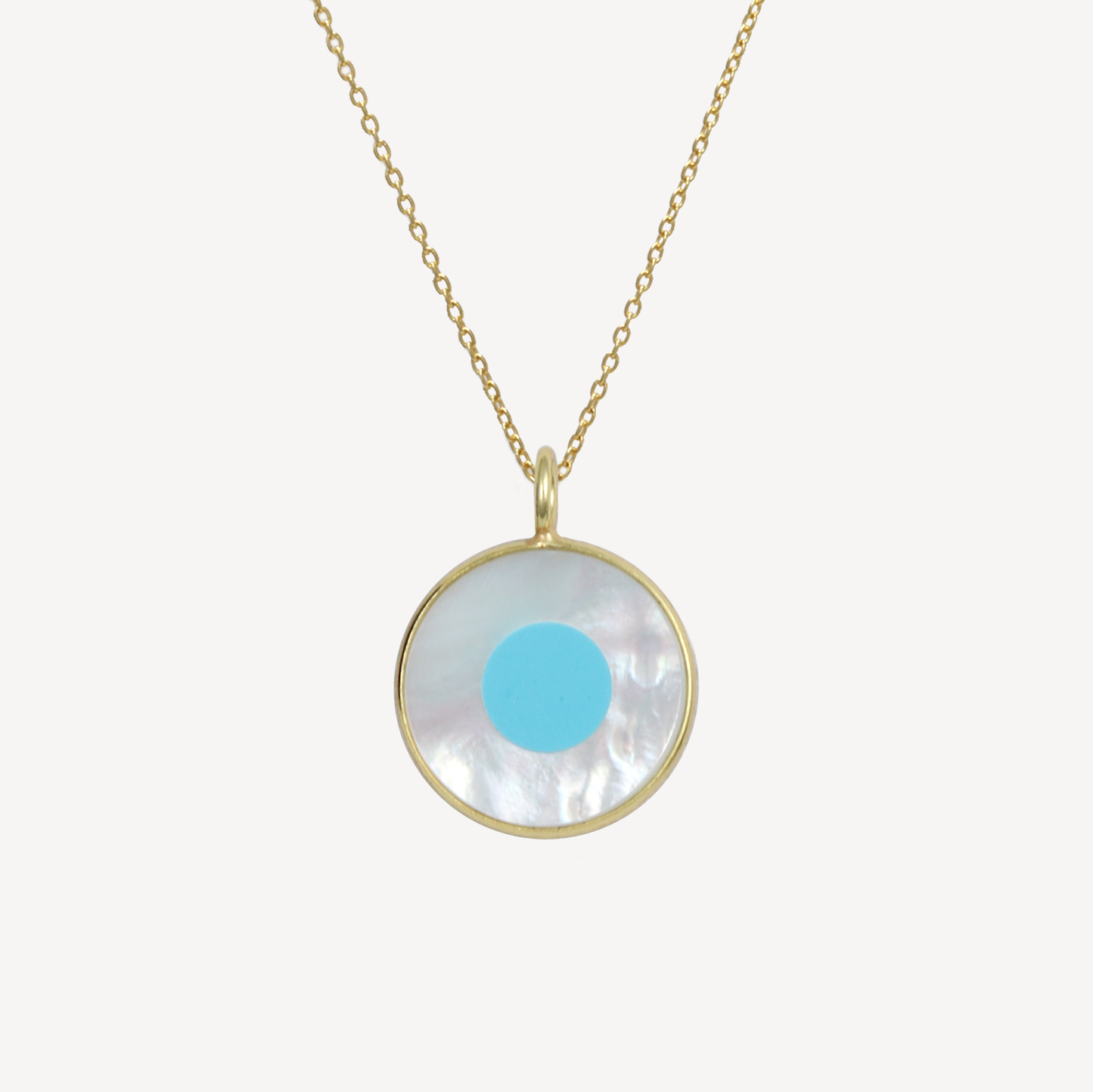 White Mother of Pearl Vera Evil Eye Pendant Necklace