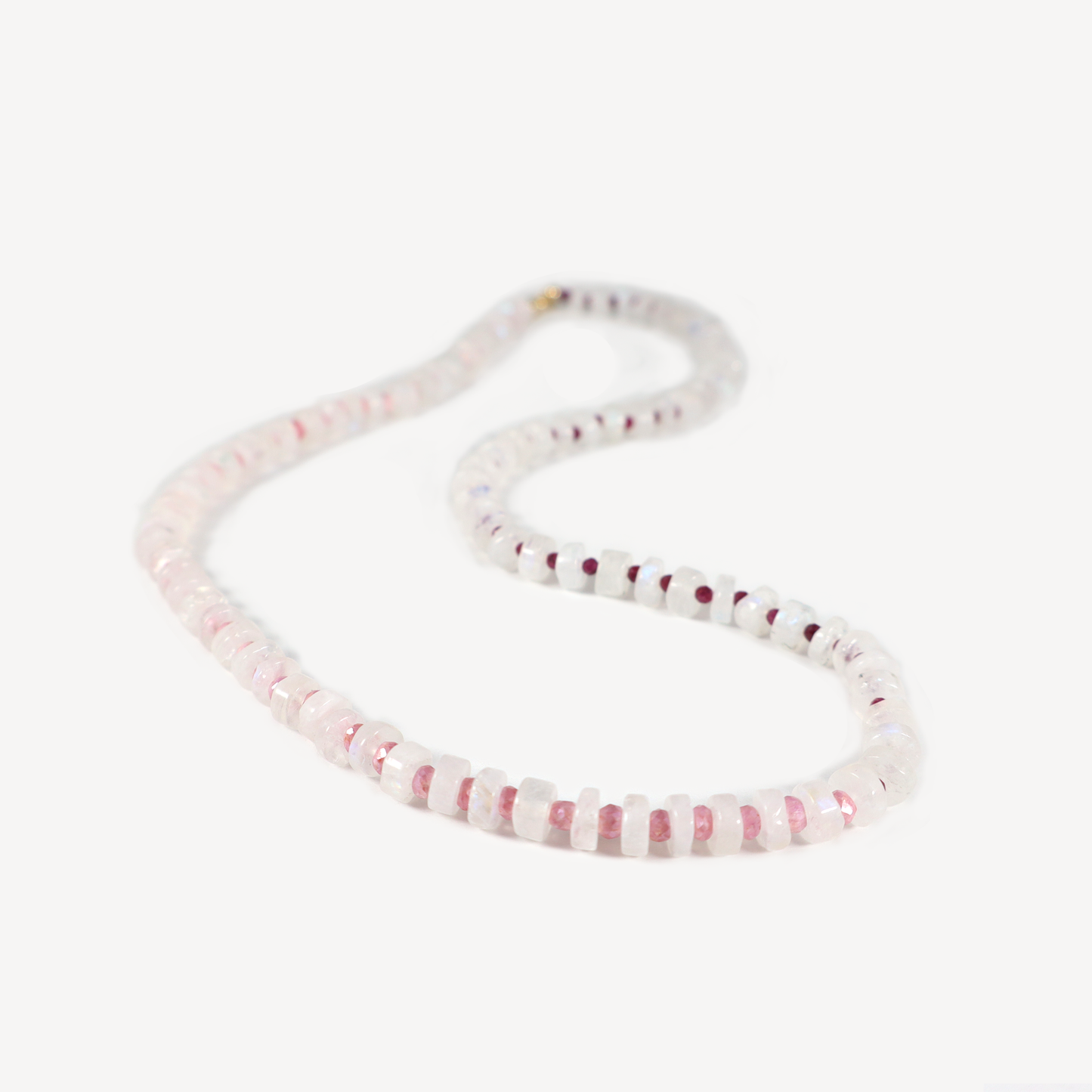 Moonstone, Ruby and Pink Silverite Gemstone Necklace