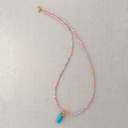 Peach Palma Necklace With Turquoise Quartz Fish